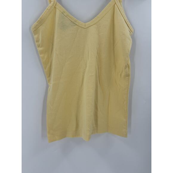 Moda International Tank Top Womens Small Yellow V Neck 100% Cotton Y2K Sheer - Picture 14 of 15
